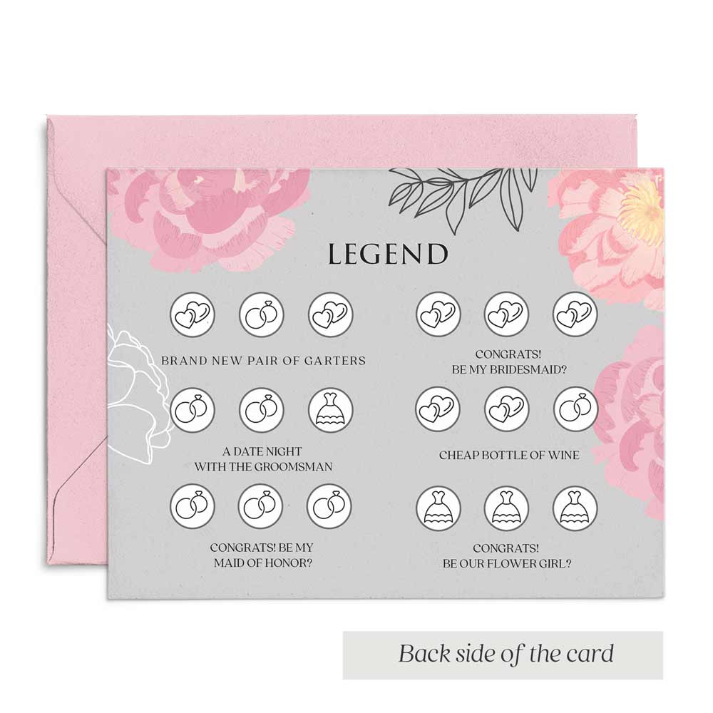 Will you be my Bridesmaid Pink and Grey Lottery Scratch-off Proposal Card - XOXOKristen