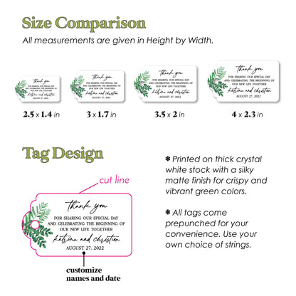 custom wedding favor tags in greenery design - XOXOKristen