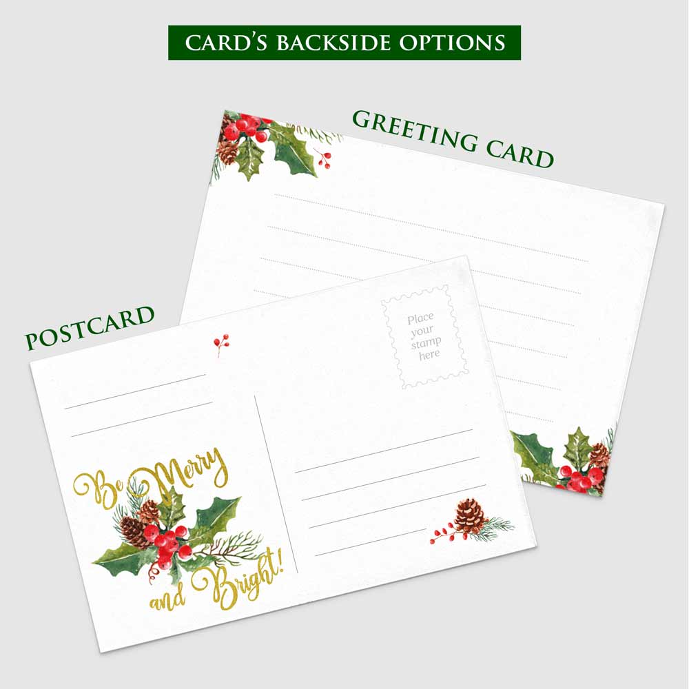 Custom monogram Merry Christmas & Happy New Year greeting card with family photo collage – XOXOKristen