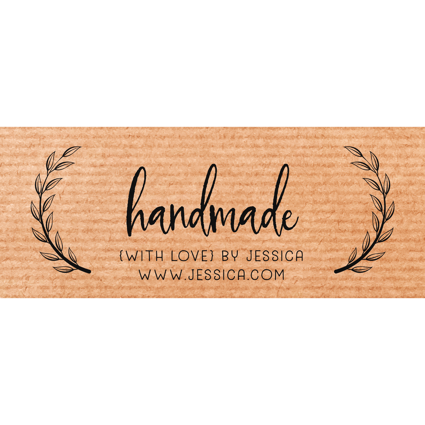 Handmade with love personalized kraft stickers, with brand namde and website - XOXOKristen