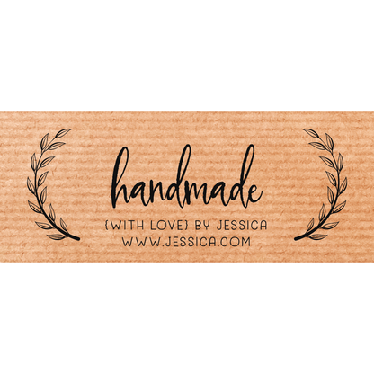 Handmade with love personalized kraft stickers, with brand namde and website - XOXOKristen