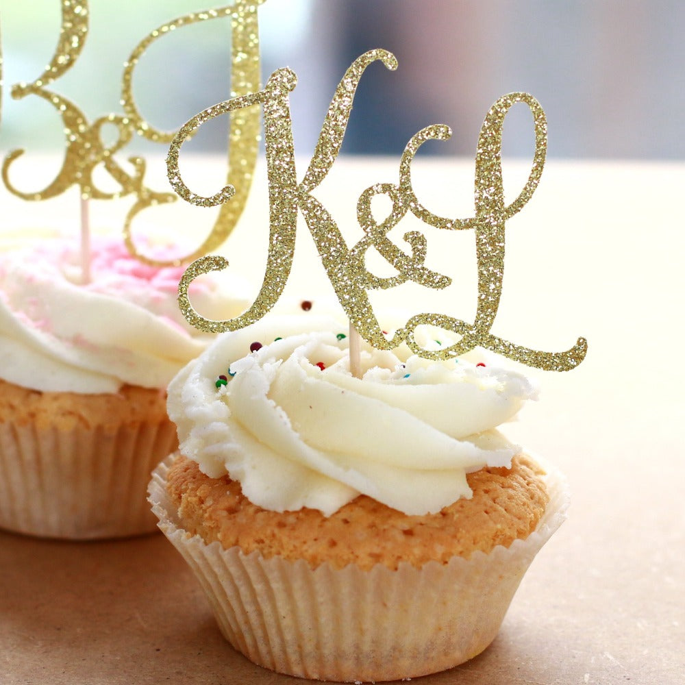 Custom Initials Cupcake Toppers Set of 12 - XOXOKristen