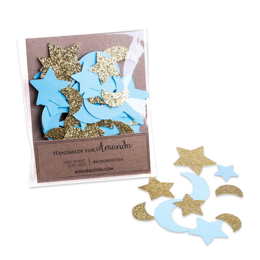 Blue Twinkle Twinkle Little Star birthday party confetti - XOXOKristen