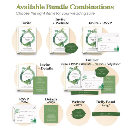 greenery wedding invitation suite 