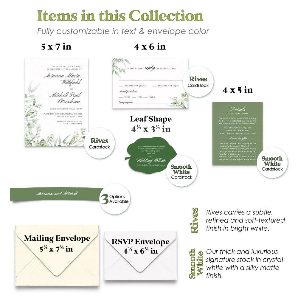 Wedding Floral Greenery Invitation Suite