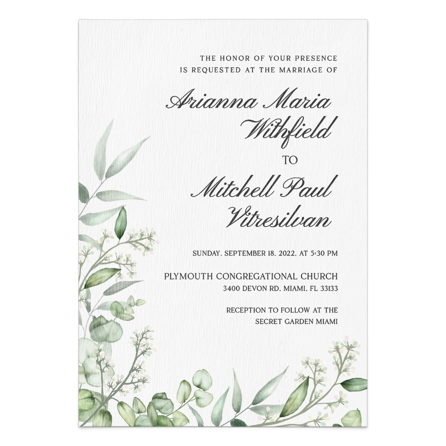 Wedding Floral Greenery Invitation Suite