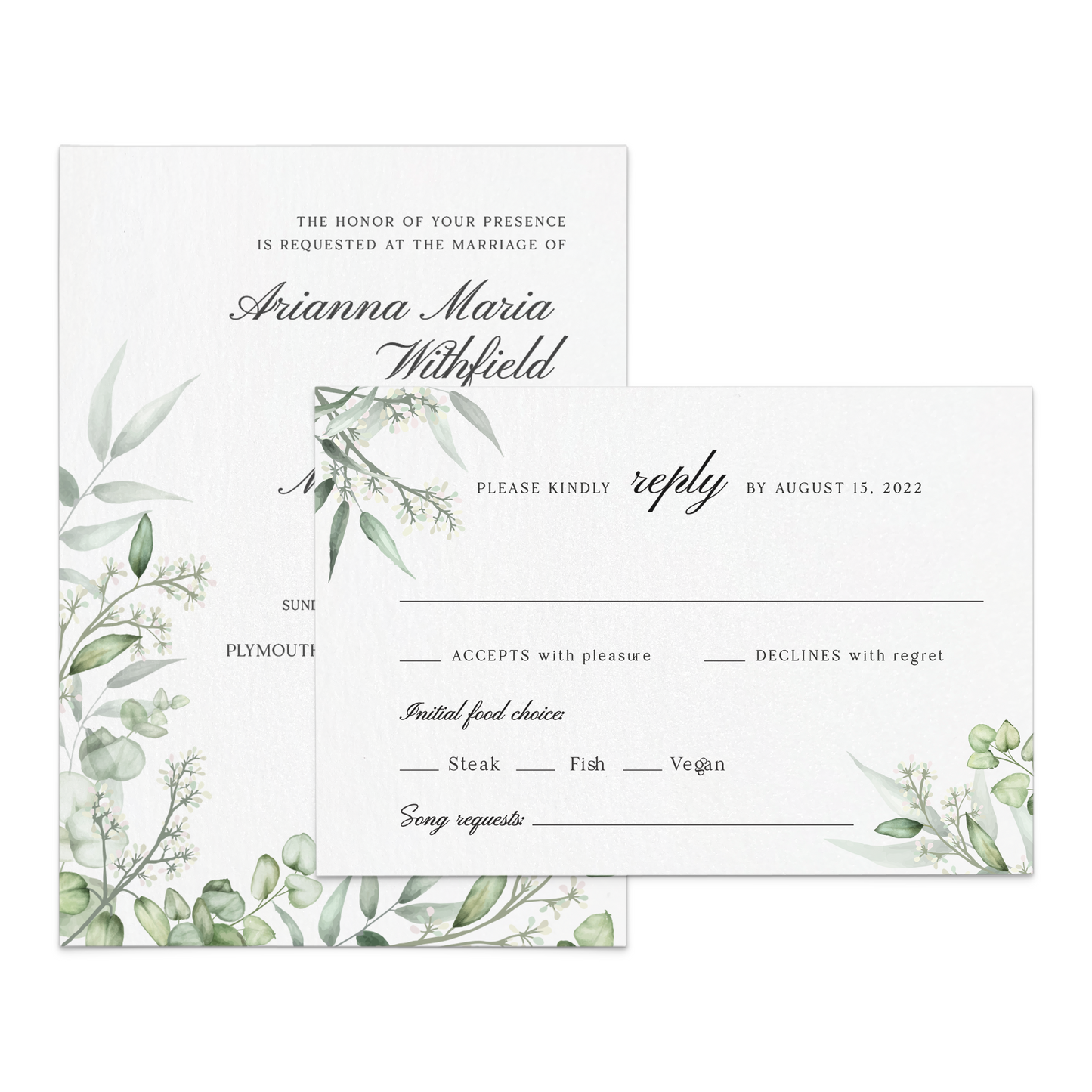 Wedding Floral Greenery Invitation Suite