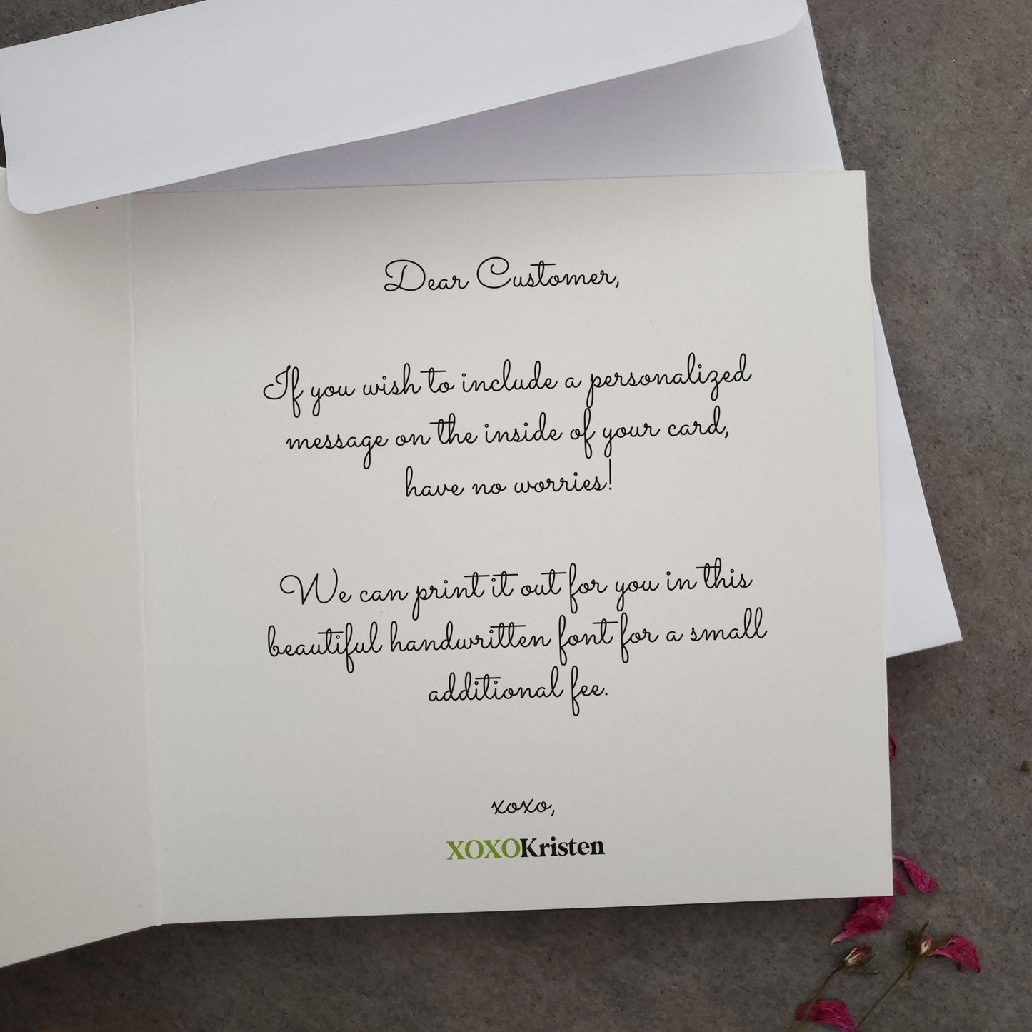 christmas cards with printed message - XOXOKristen