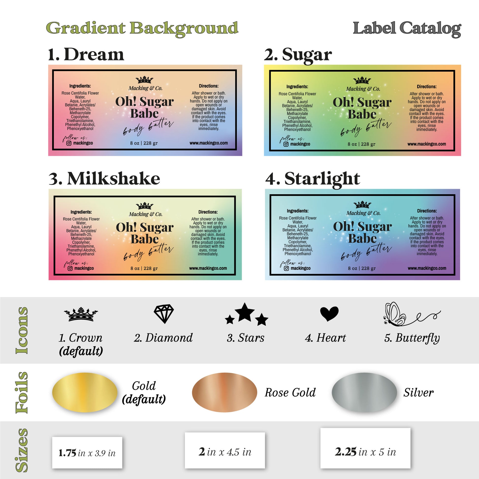 pastel gradient gold foiled stickers -  XOXOKristen 