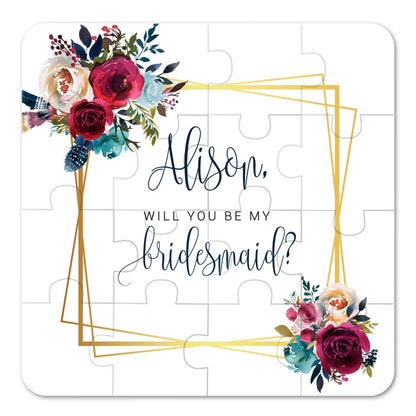  Will you be my bridesmaid puzzle proposal with elegant boho flowers -  XOXOKristen