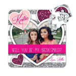 Pink and Silver Custom Photo Bridesmaid Proposal Puzzle - XOXOKristen