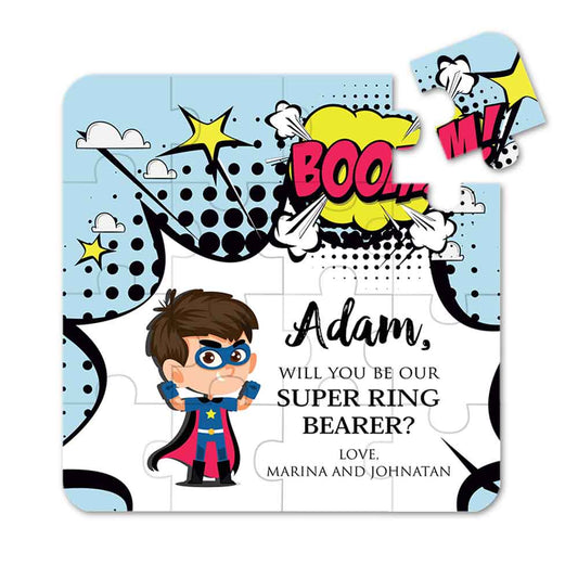 Superhero themed Will you be ring bearer puzzle proposal - XOXOKristen