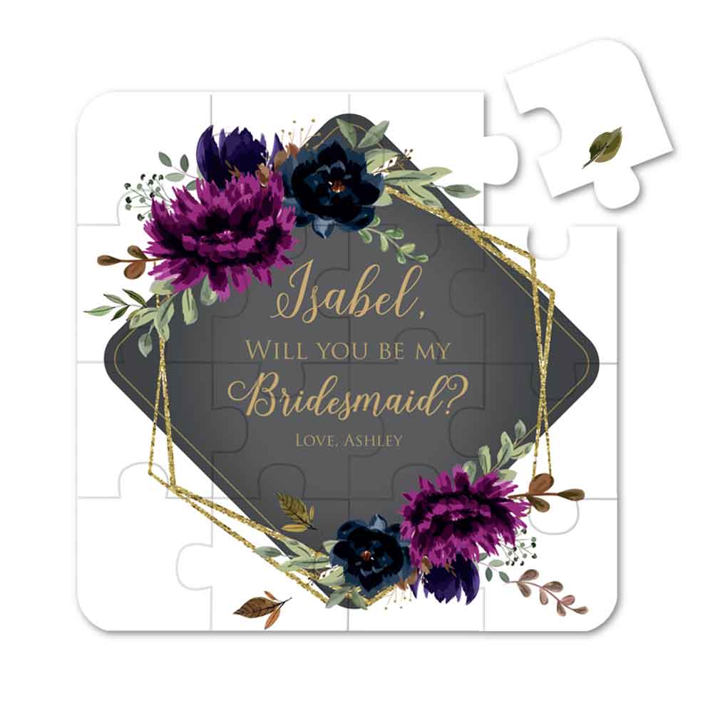 Will you be our flower girl puzzle proposal with deep purple flowers design - XOXOKristen
