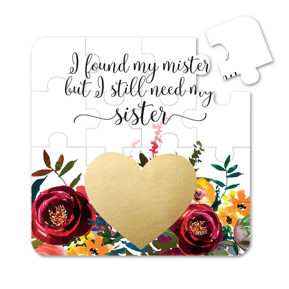 Personalized Will you be my bridesmaid Puzzle Proposal with flower bouquet and scratch-off gold heart- XOXOKristen