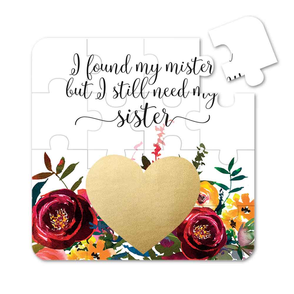 Personalized Will you be my bridesmaid Puzzle Proposal with flower bouquet and scratch-off gold heart- XOXOKristen