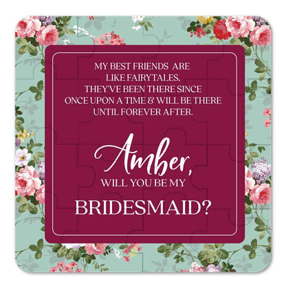 Personalized Will you be my bridesmaid Puzzle Proposal with Vintage Floral Design - XOXOKristen
