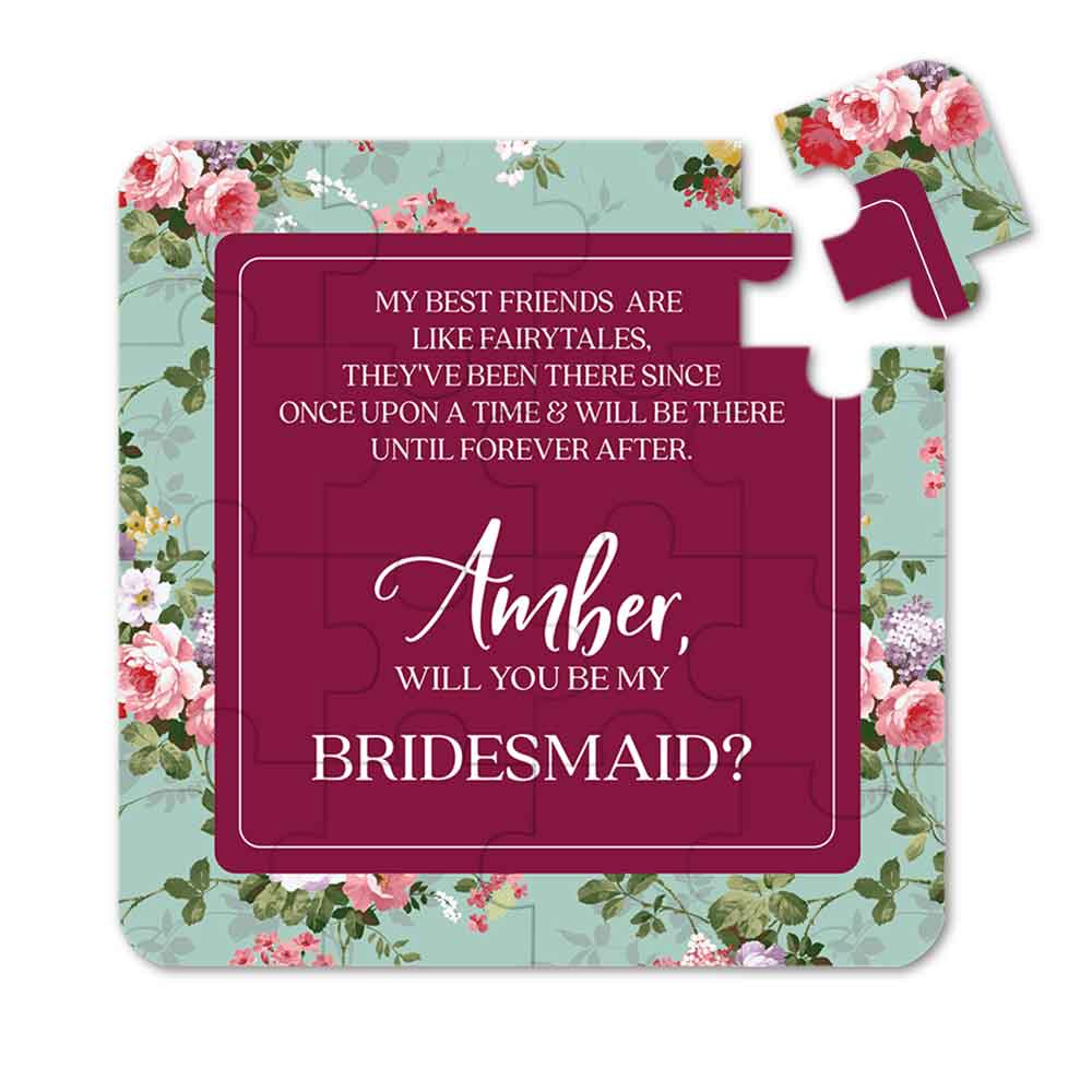 Personalized Will you be my bridesmaid Puzzle Proposal with Vintage Floral Design - XOXOKristen