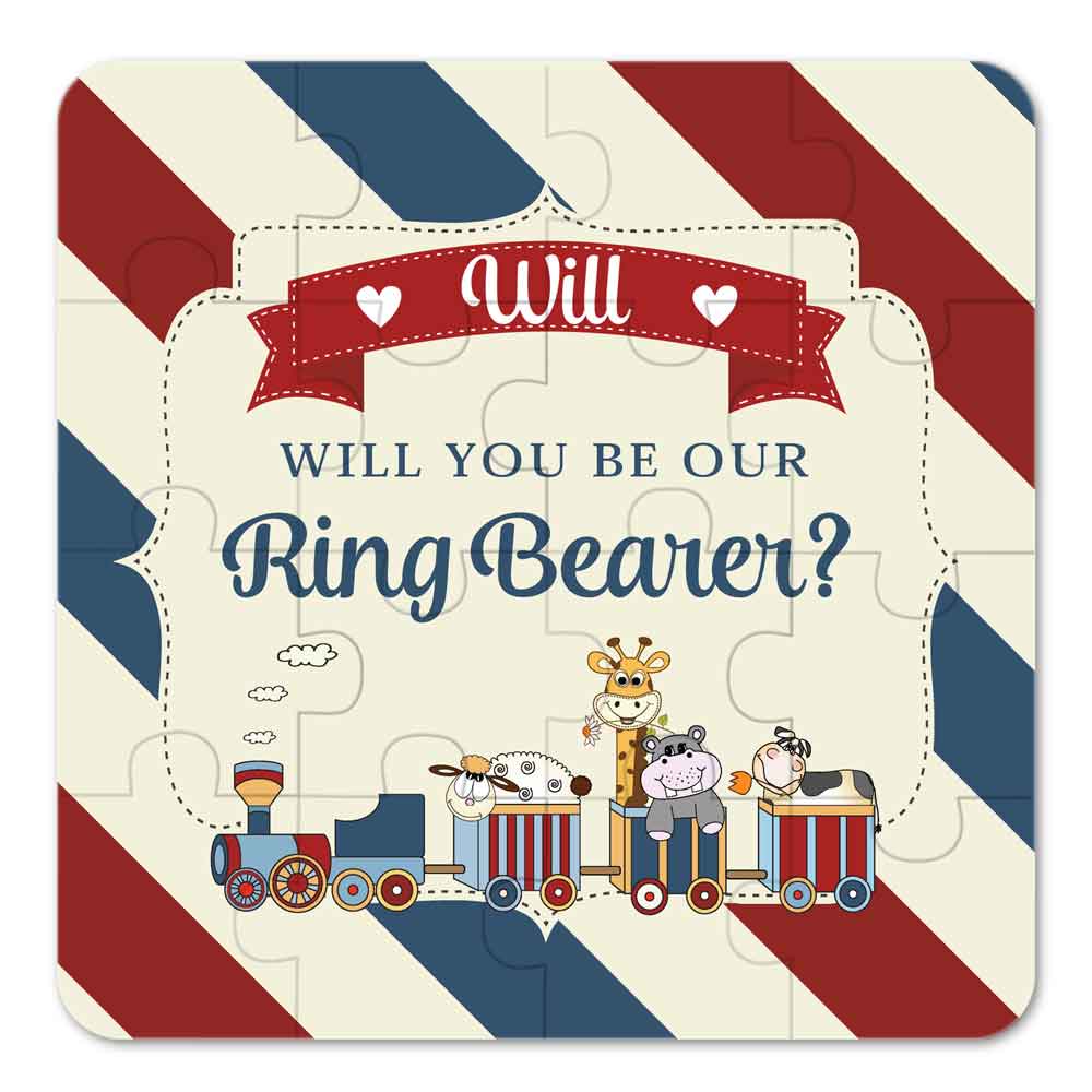 Vintage Post card Circus train Ring bearer proposal puzzle - xoxokristen