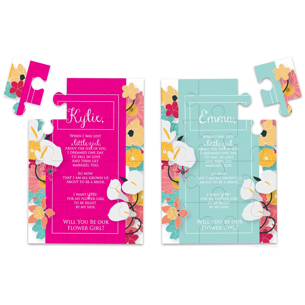 Personalized floral puzzle proposal for a flower girl with cute poem -  XOXOKristen