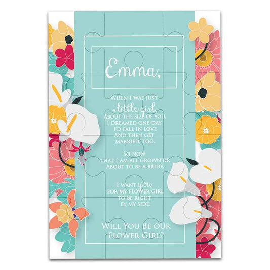 Personalized floral puzzle proposal for a flower girl with cute poem -  XOXOKristen