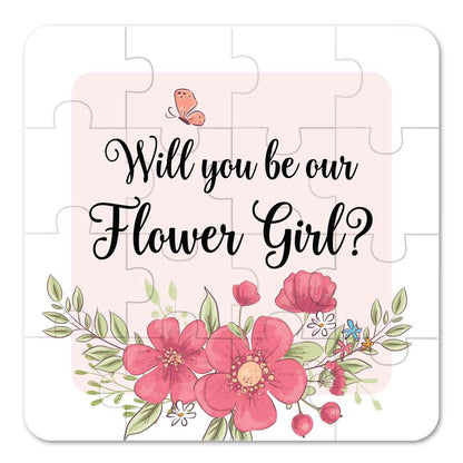 Pink floral Will you be our flower girl puzzle proposal -  XOXOKristen
