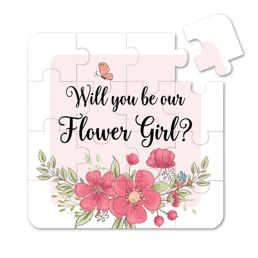 Pink floral Will you be our flower girl puzzle proposal -  XOXOKristen