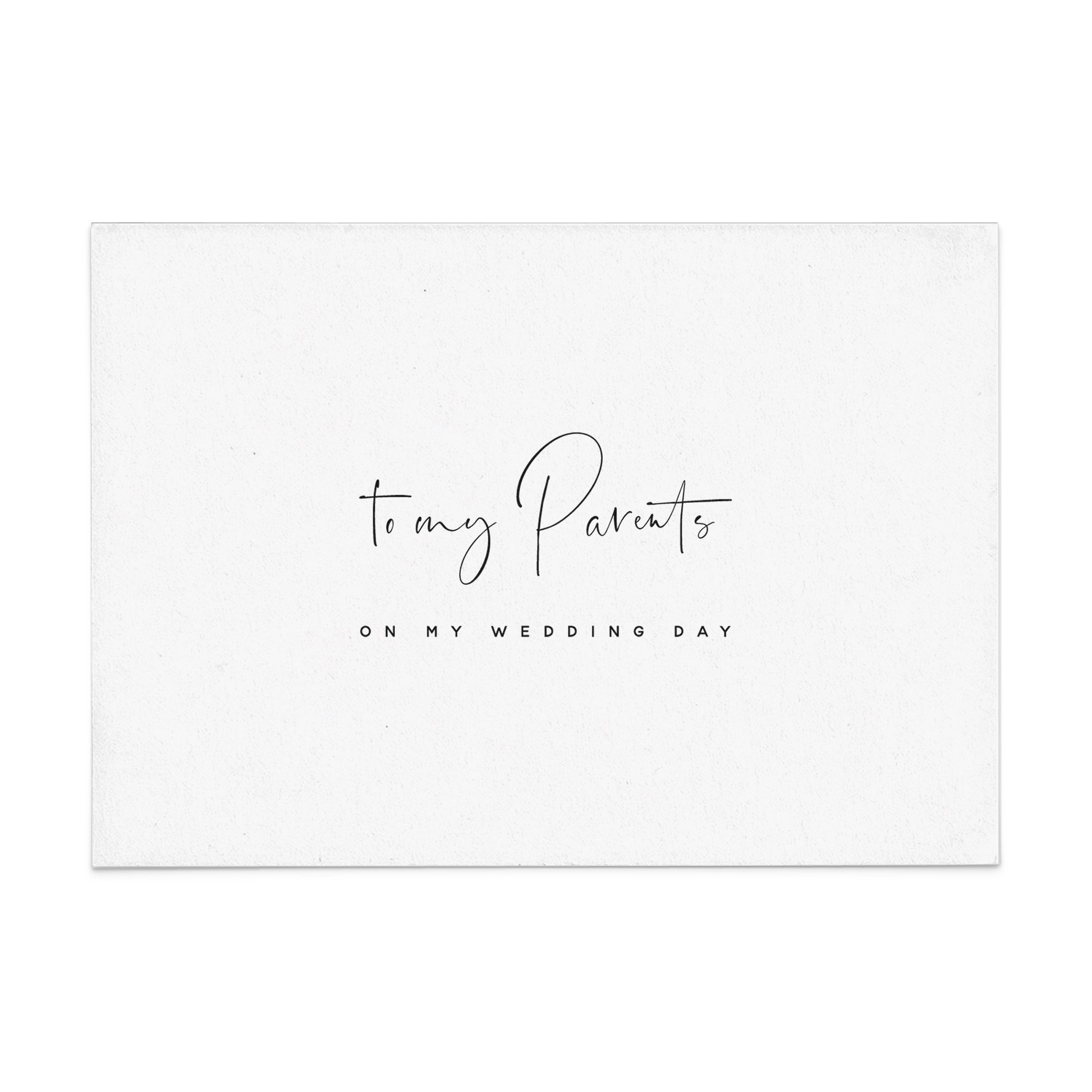 to my parents on my wedding day card