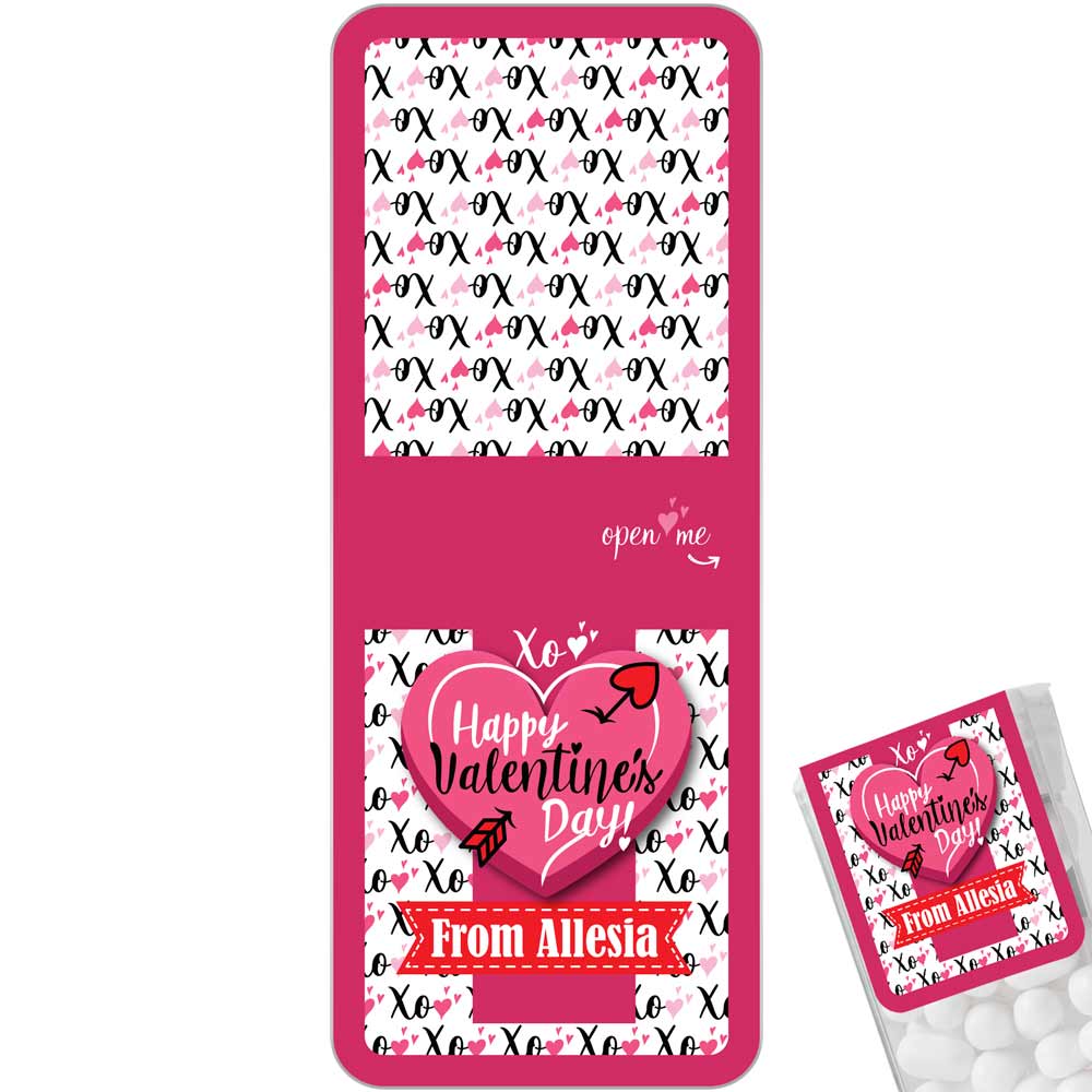 Personalized valentines tic tac label with adorable XOXO pink deisgn - XOXOKristen