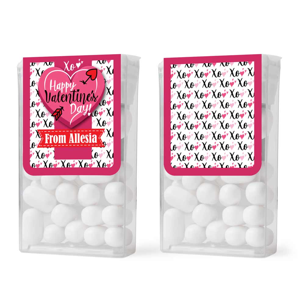 Personalized valentines tic tac label with adorable XOXO pink deisgn - XOXOKristen