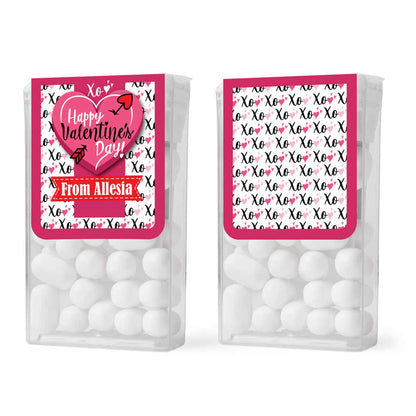 Personalized valentines tic tac label with adorable XOXO pink deisgn - XOXOKristen
