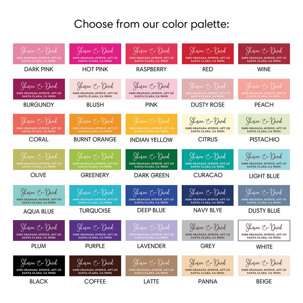 Personalized Lovely Script Color Print Return Address Labels in various Colors. Custom Wedding address stickers - xoxokristen 