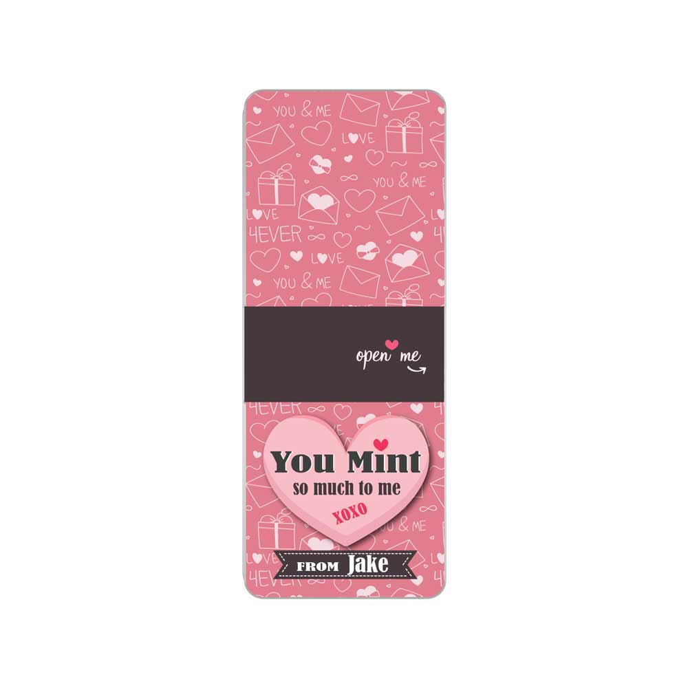 Personalized “You Mint so Much to me” valentine’s day tic tac stickers with adorable pink mail and hearts design - XOXOKirsten