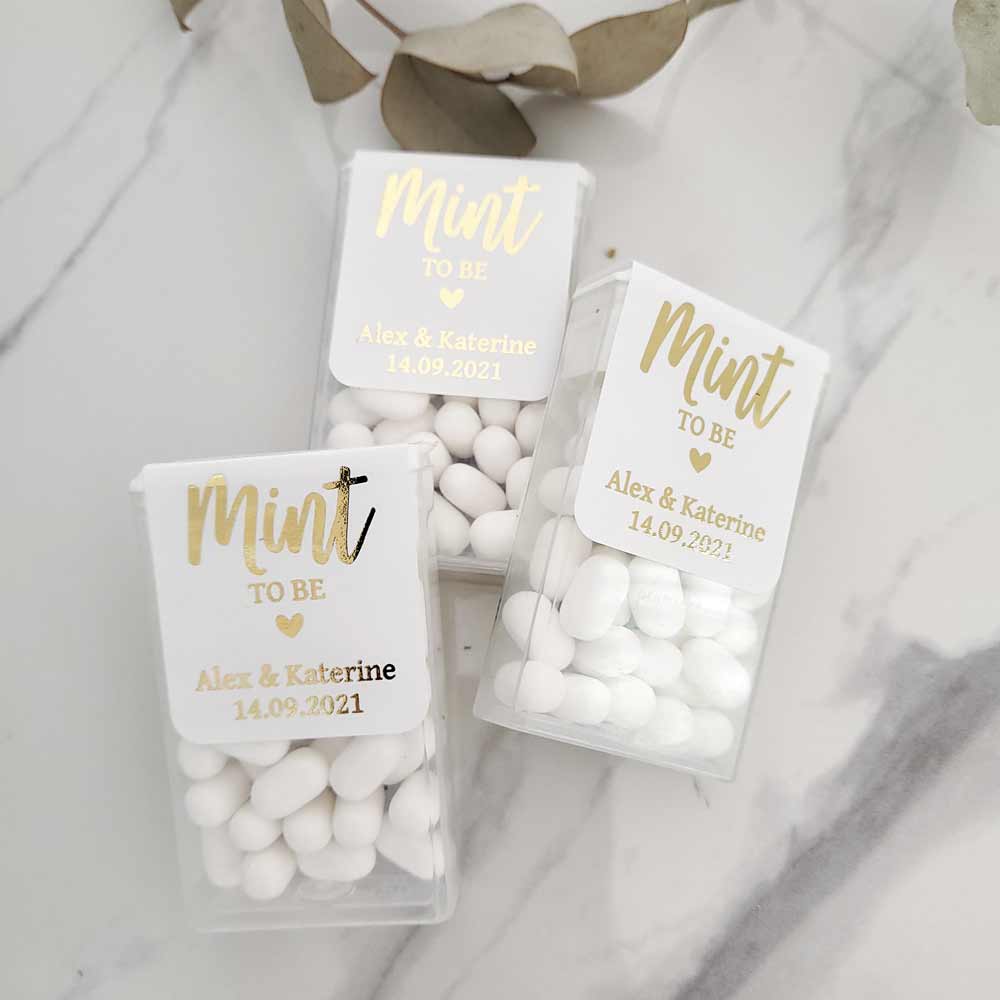 Gold foiled wedding mint to be favor stickers  - XOXOKristen 