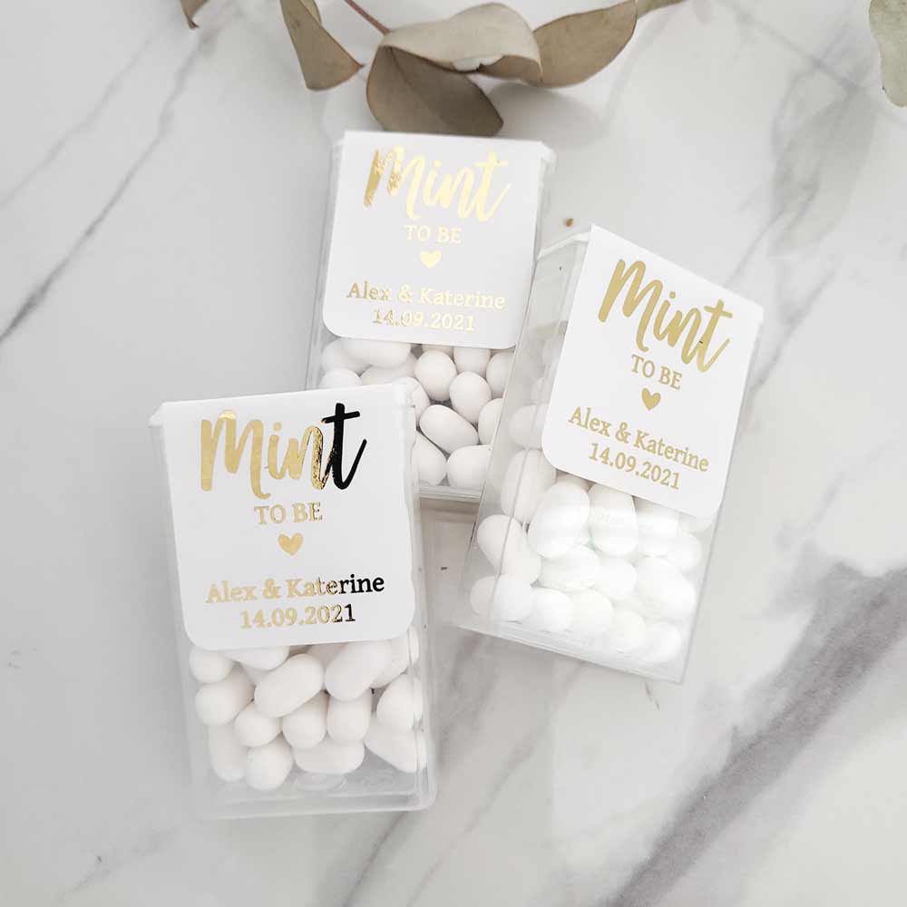Gold foiled wedding mint to be favor stickers  - XOXOKristen 