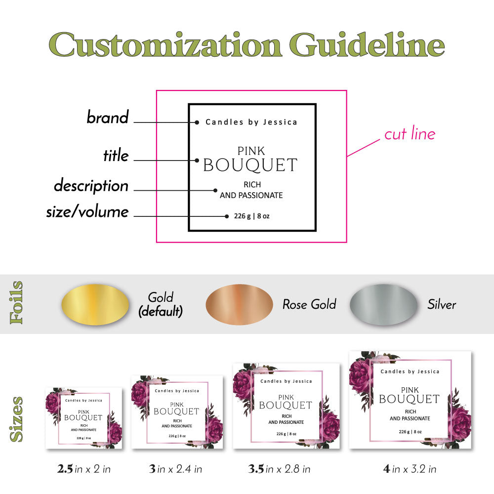 custom floral gold foiled labels - XOXOKristen 