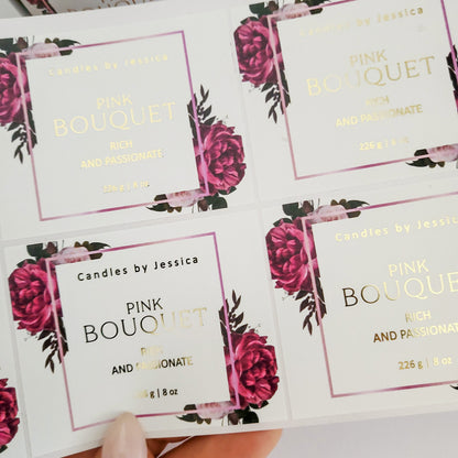 custom floral gold foiled labels - XOXOKristen 