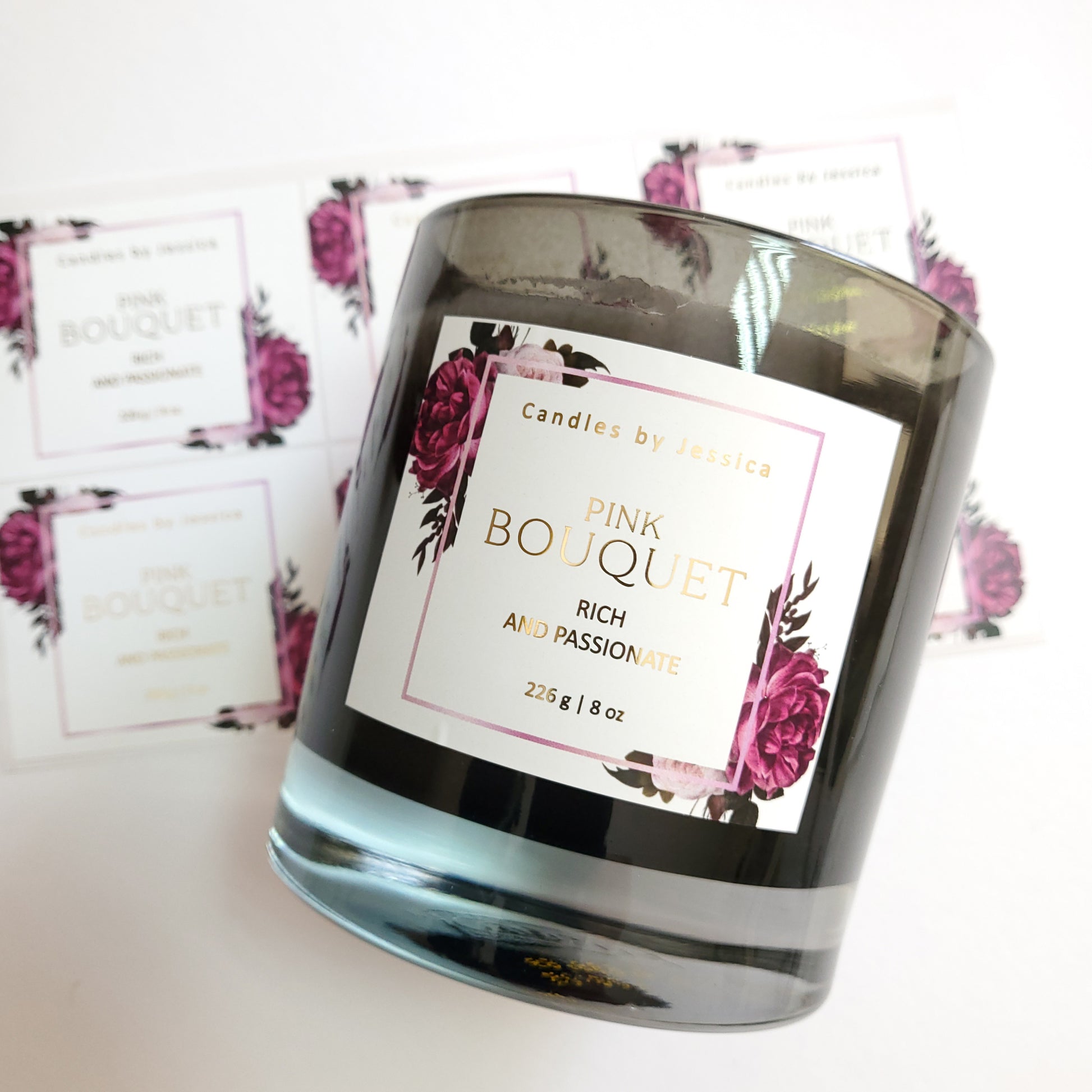 custom floral gold foiled labels - XOXOKristen 