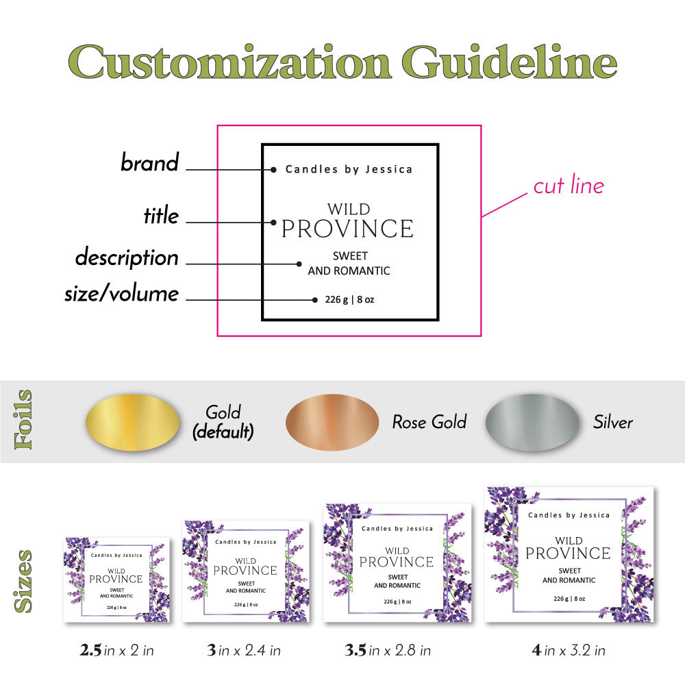 custom lavender gold foiled labels - XOXOKristen 