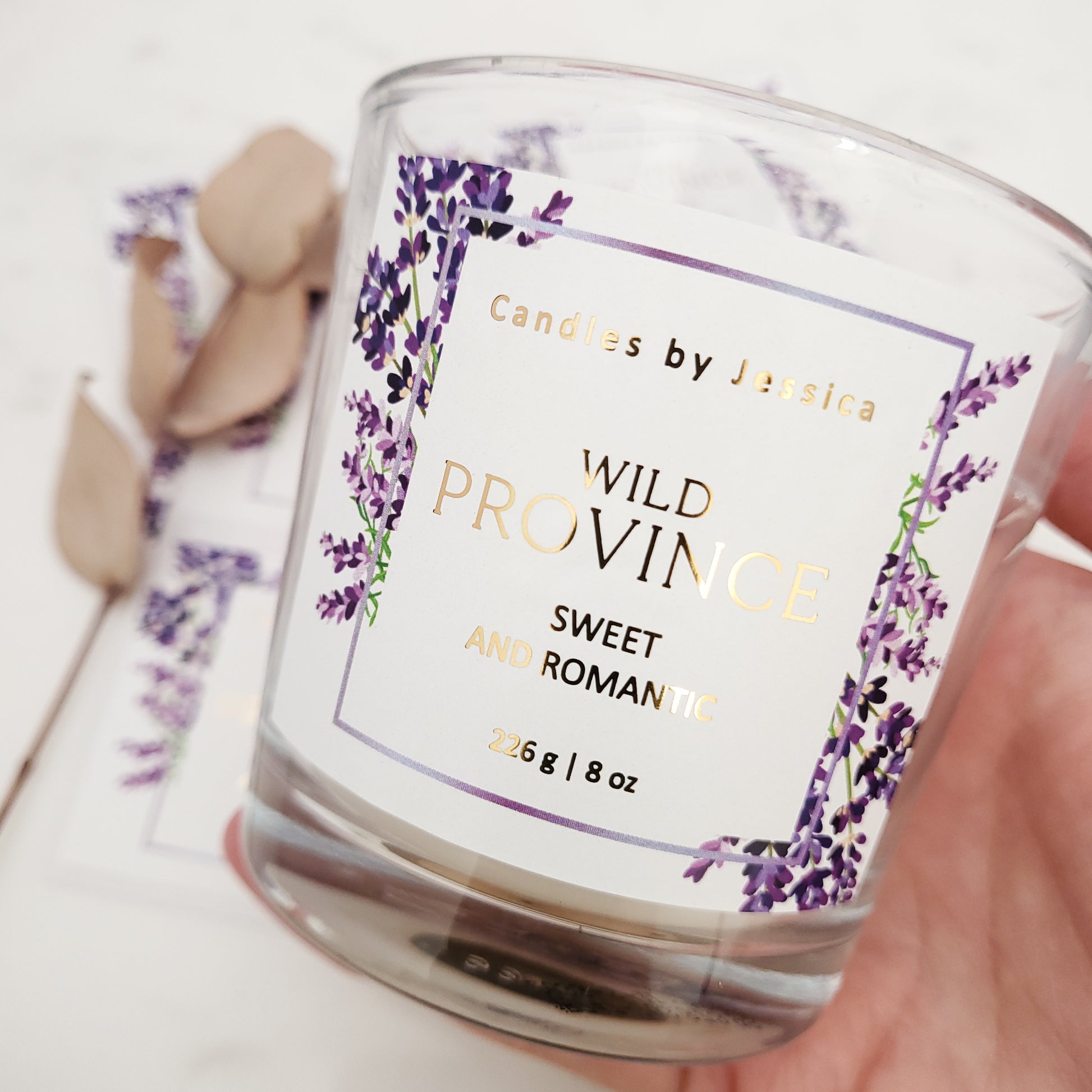custom lavender gold foiled labels - XOXOKristen 