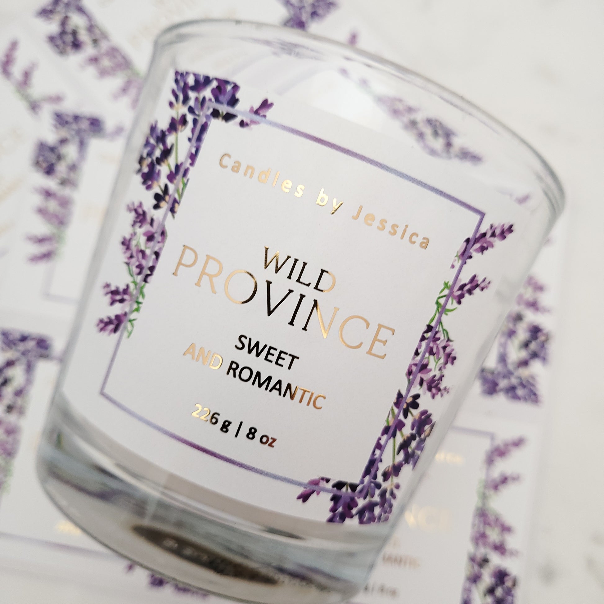custom lavender gold foiled labels - XOXOKristen 