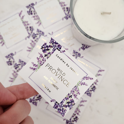 custom lavender gold foiled labels - XOXOKristen 