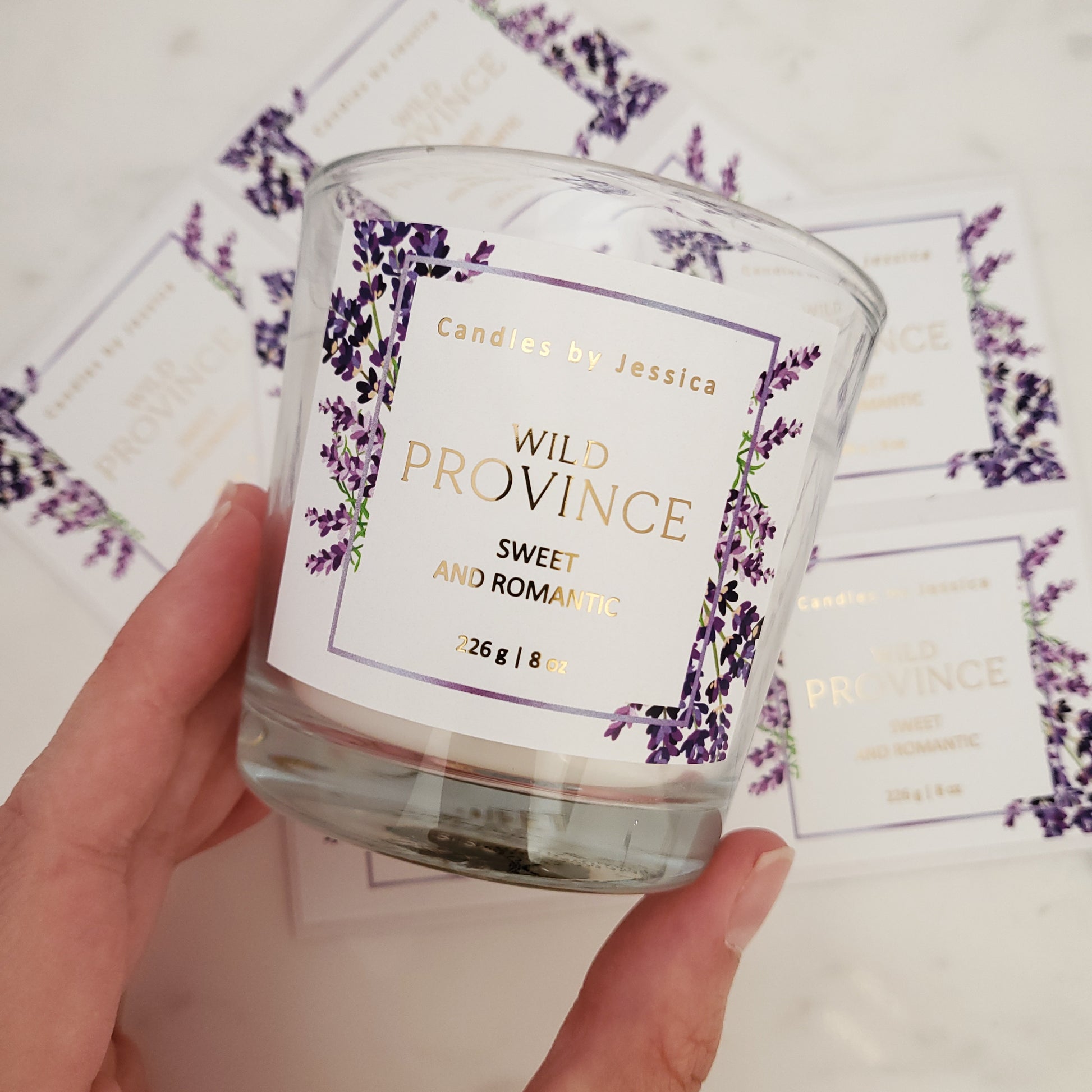 custom lavender gold foiled labels - XOXOKristen 