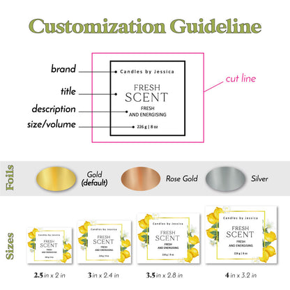custom lemon gold foiled labels -  XOXOKristen