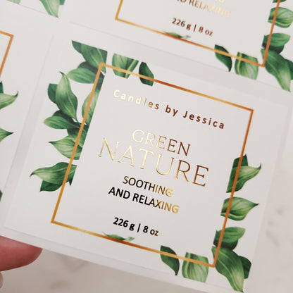 custom greenery gold foiled stickers -  XOXOKristen