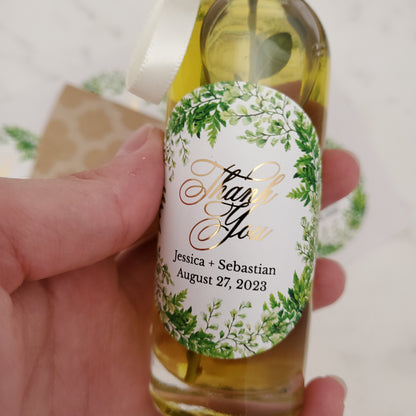 custom thank you wedding favor stickers with green leaf design - XOXOKristen