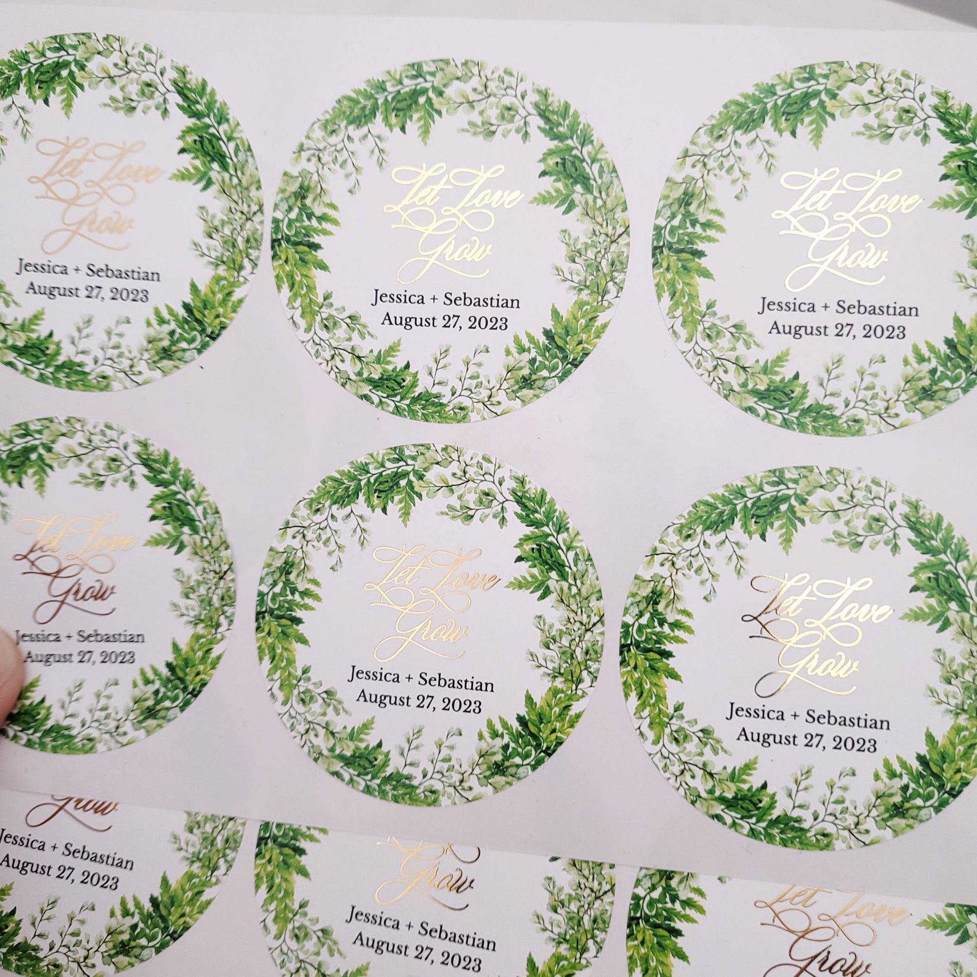 Personalized let love grow wedding favor stickers - XOXOKristen