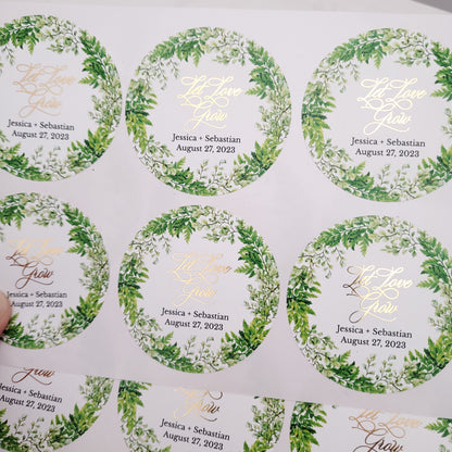 Personalized let love grow wedding favor stickers - XOXOKristen