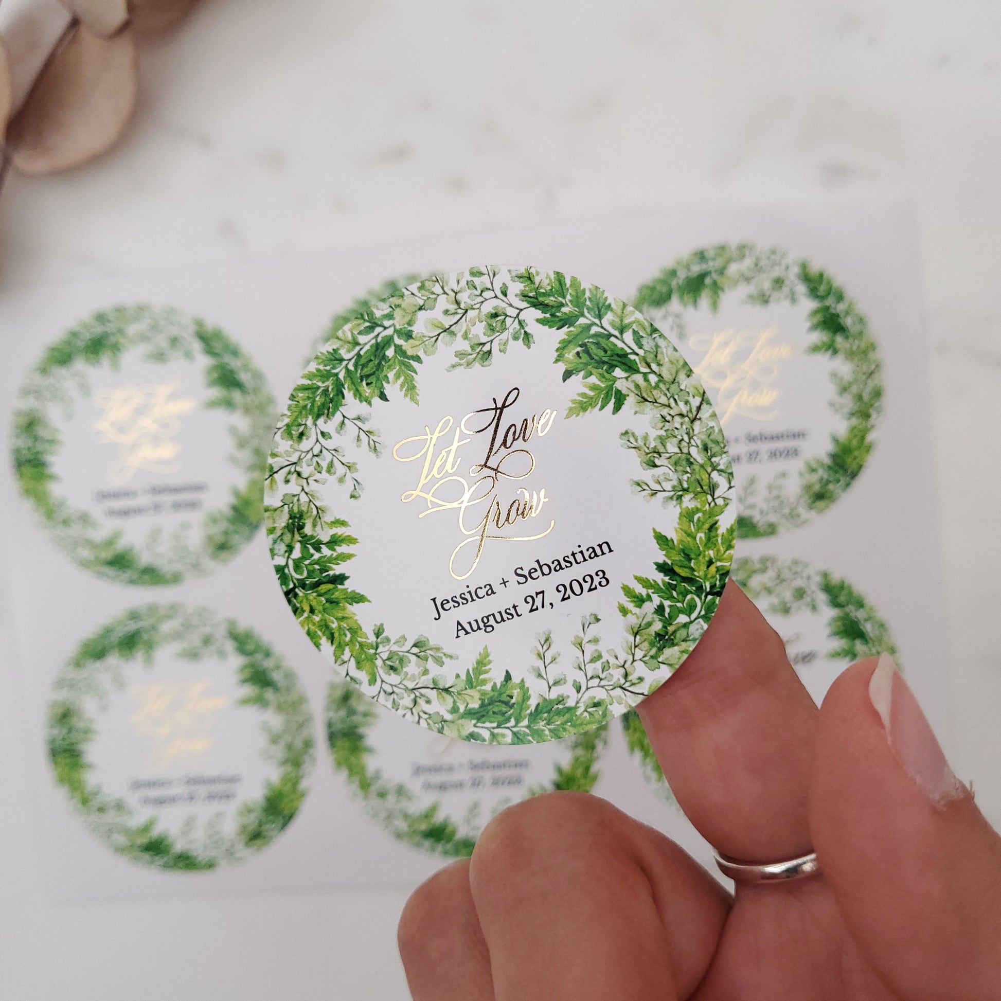 Personalized let love grow wedding favor stickers - XOXOKristen
