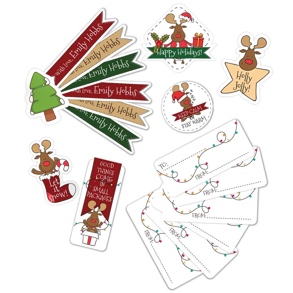Set of 18 Christmas stickers with personalized labels and to....from - XOXOKristen