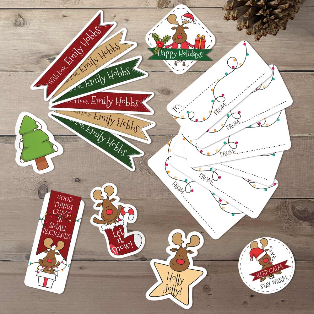 Set of 18 Christmas stickers with personalized labels and to....from - XOXOKristen
